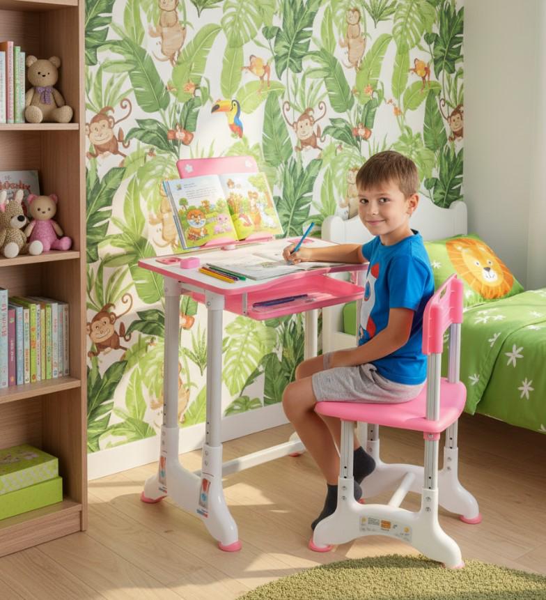 Парта шкільна та стільчик з регулюванням висоти Рожевий (2104618702) - фото 2 Парта шкільна та стільчик з регулюванням висоти Рожевий (2104618702) - фото 2