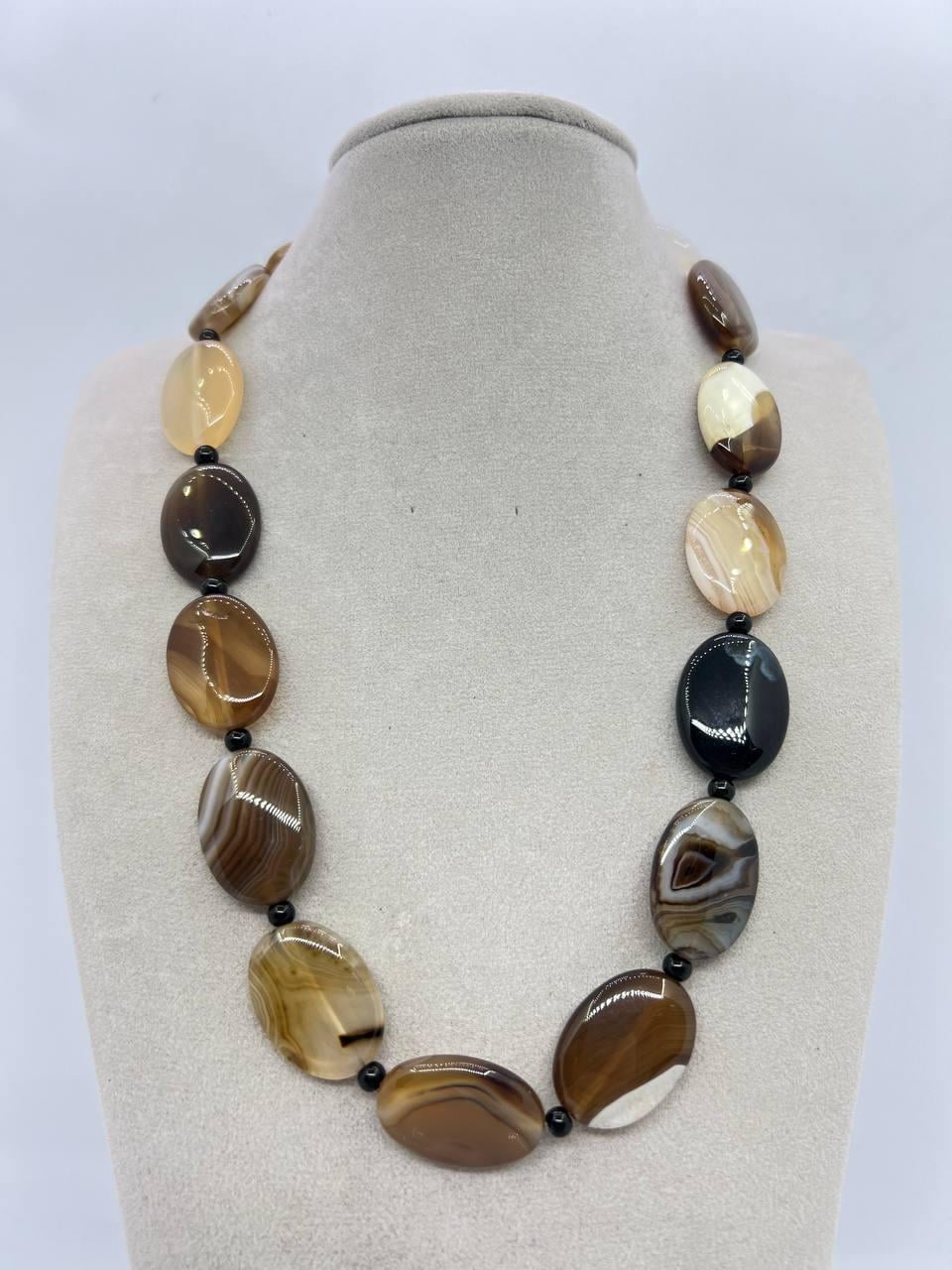 Бусы агат 25х18х5 мм 44 см Разноцветный (11093)