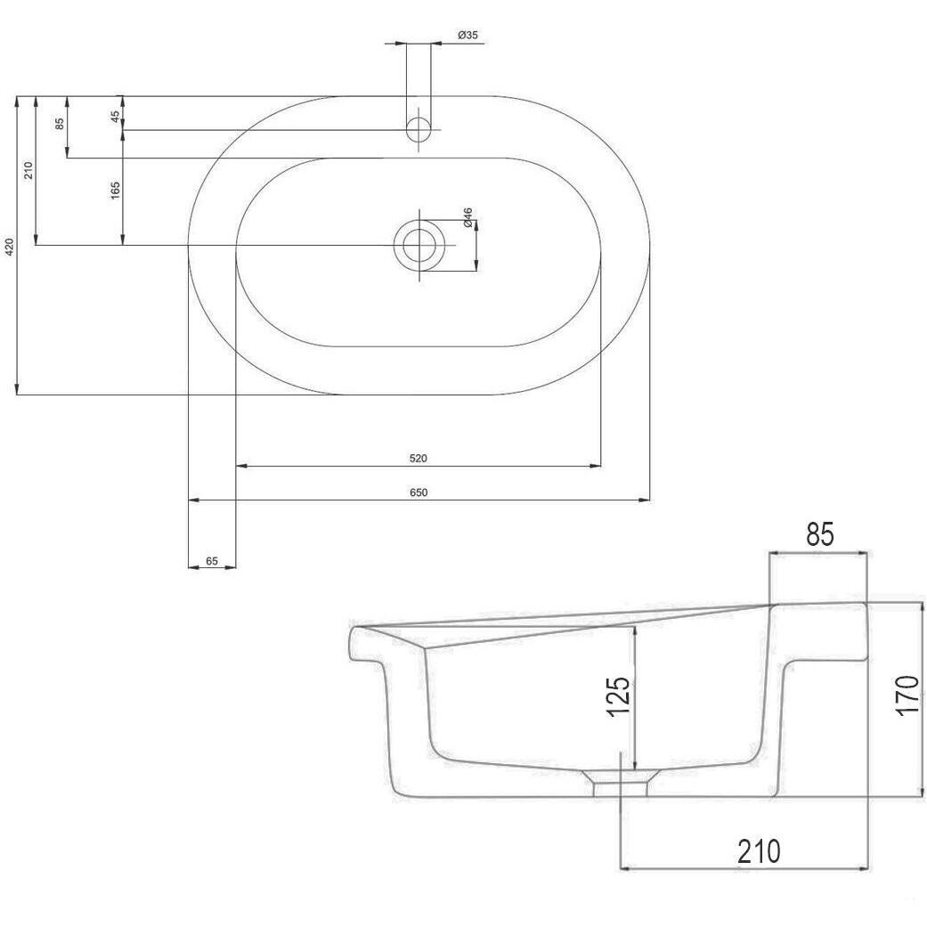 Умывальник врезной Kolo Cocktail L31865000 650x420x170 мм Белый (230120) - фото 3