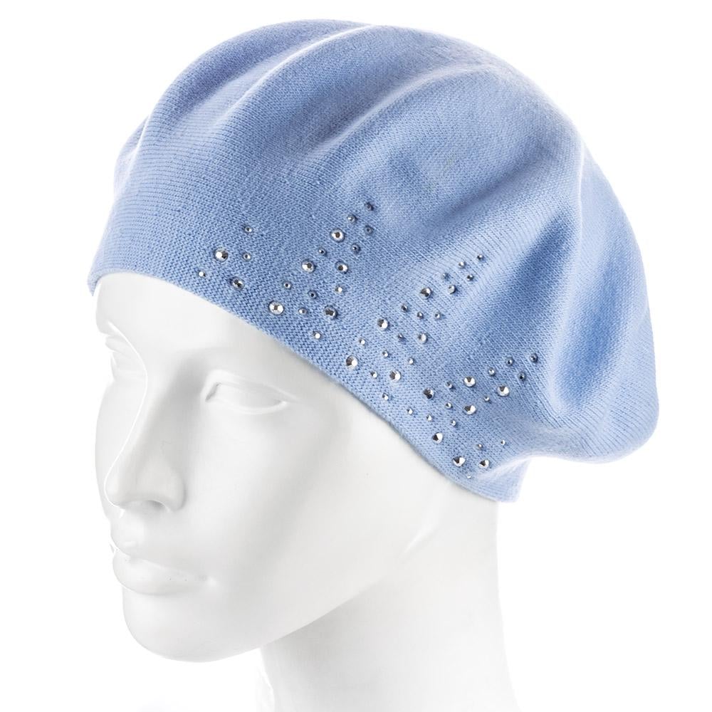 Берет женский Zolly ZH241 шерстяной мелкой вязки Голубой