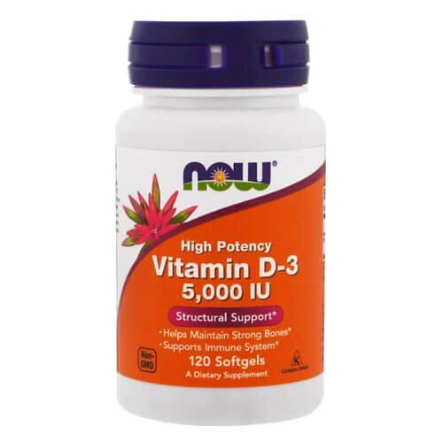 Витамин D NOW Vitamin D3 5000 МЕ 120 softgels (NOW-00372)