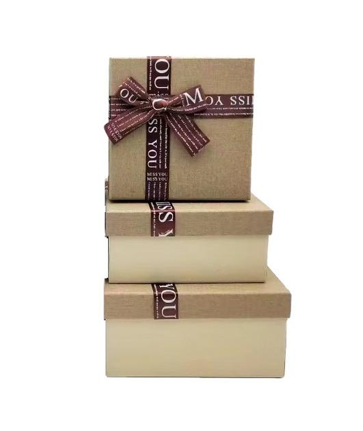 Коробка подарочная 3 шт. 19х19х10/17х17х8/15х15х7 см (R33314G) - фото 1