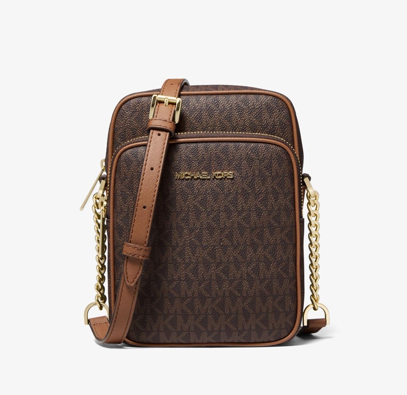 Женская сумка Michael Kors Jet Set Travel Medium logo crossbody bag Brown (b2446)