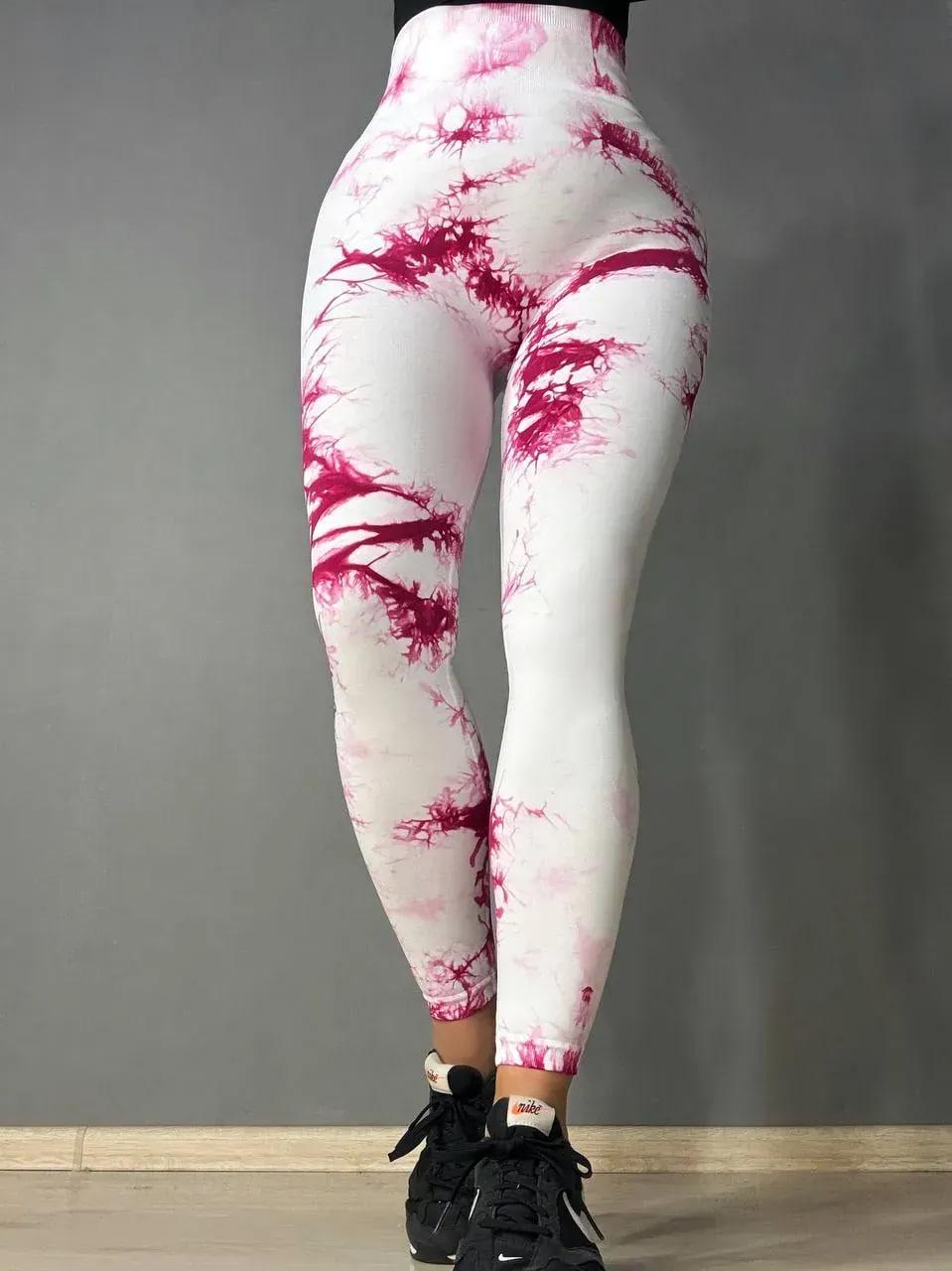 Лосины женские LADY HUREM 18160 мраморные пуш-ап широкий пояс утягивающие M-L Белый (1997)