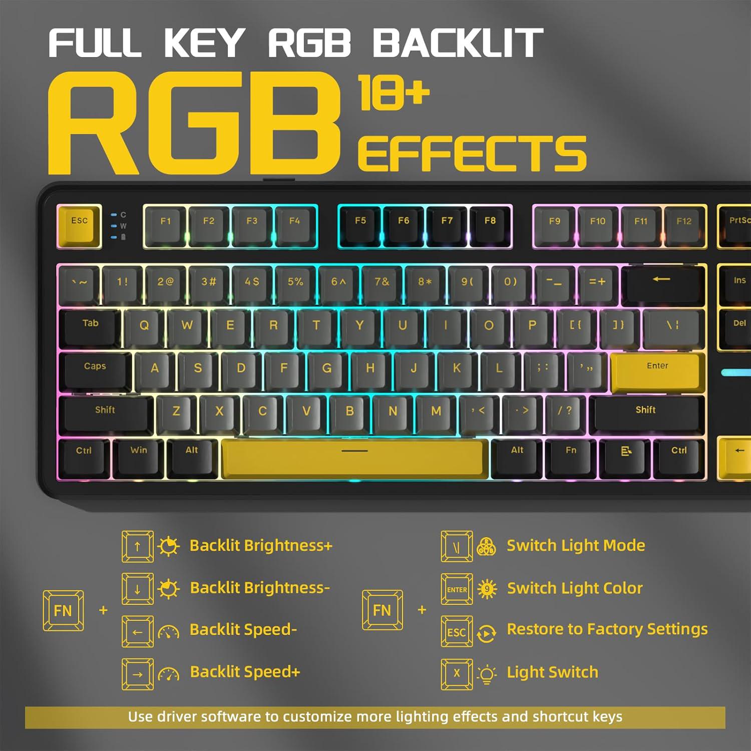 Клавіатура ігрова attack shark X87 бездротова механічна із RGB підсвічуванням з підтримкою HOT-SWAP - фото 6 Клавіатура ігрова attack shark X87 бездротова механічна із RGB підсвічуванням з підтримкою HOT-SWAP - фото 6