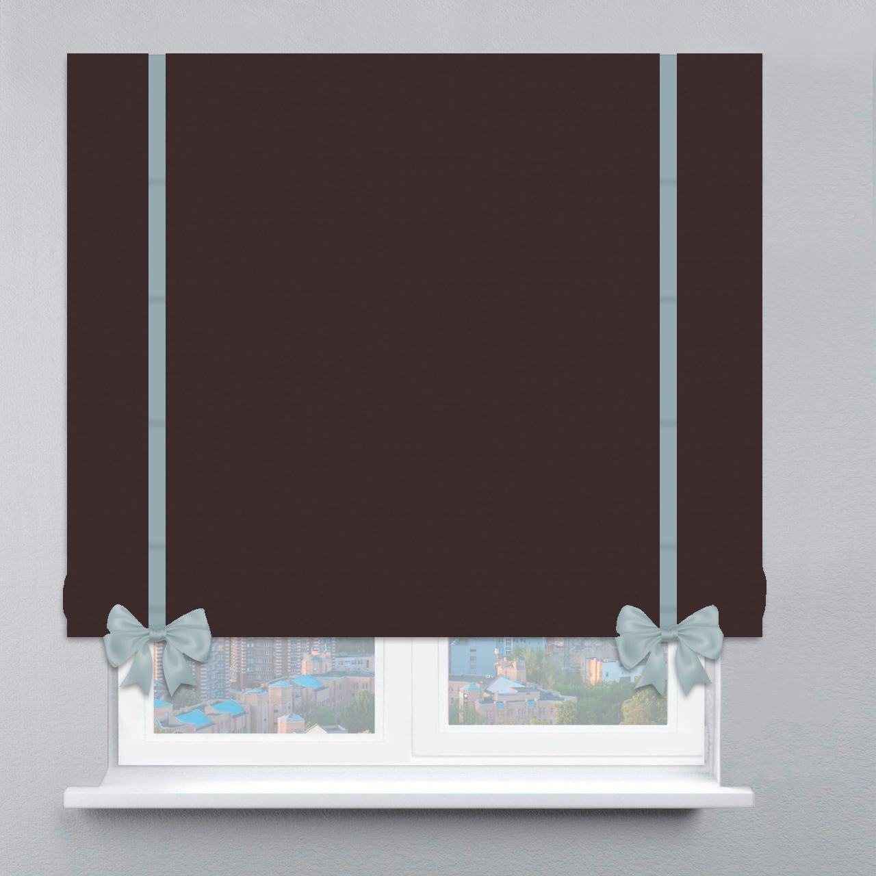 Римская штора с цепочным карнизом рогожка Dimout с лентой и бантом 200х170 см Шоколадный