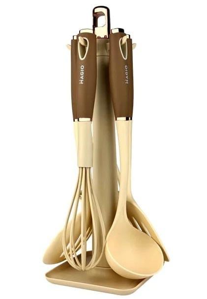 Набор кухонных принадлежностей Magio MG-1124 на подставке 5 пр. Бежевый (2098480393)