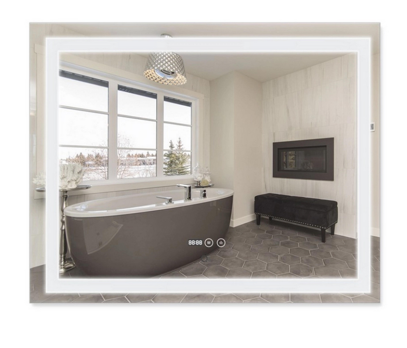 Зеркало Qtap Mideya DC-F614 QT2078F614W с LED-подсветкой Touch с антизапотеванием/часами/диммером 1000х800 мм