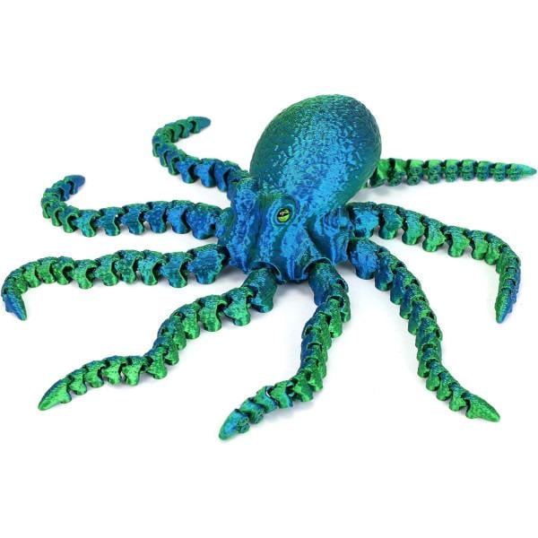 Антистресс 3D-печатный Осьминог с подвижными щупальцами из PLA 17 см Зеленый (26137439)