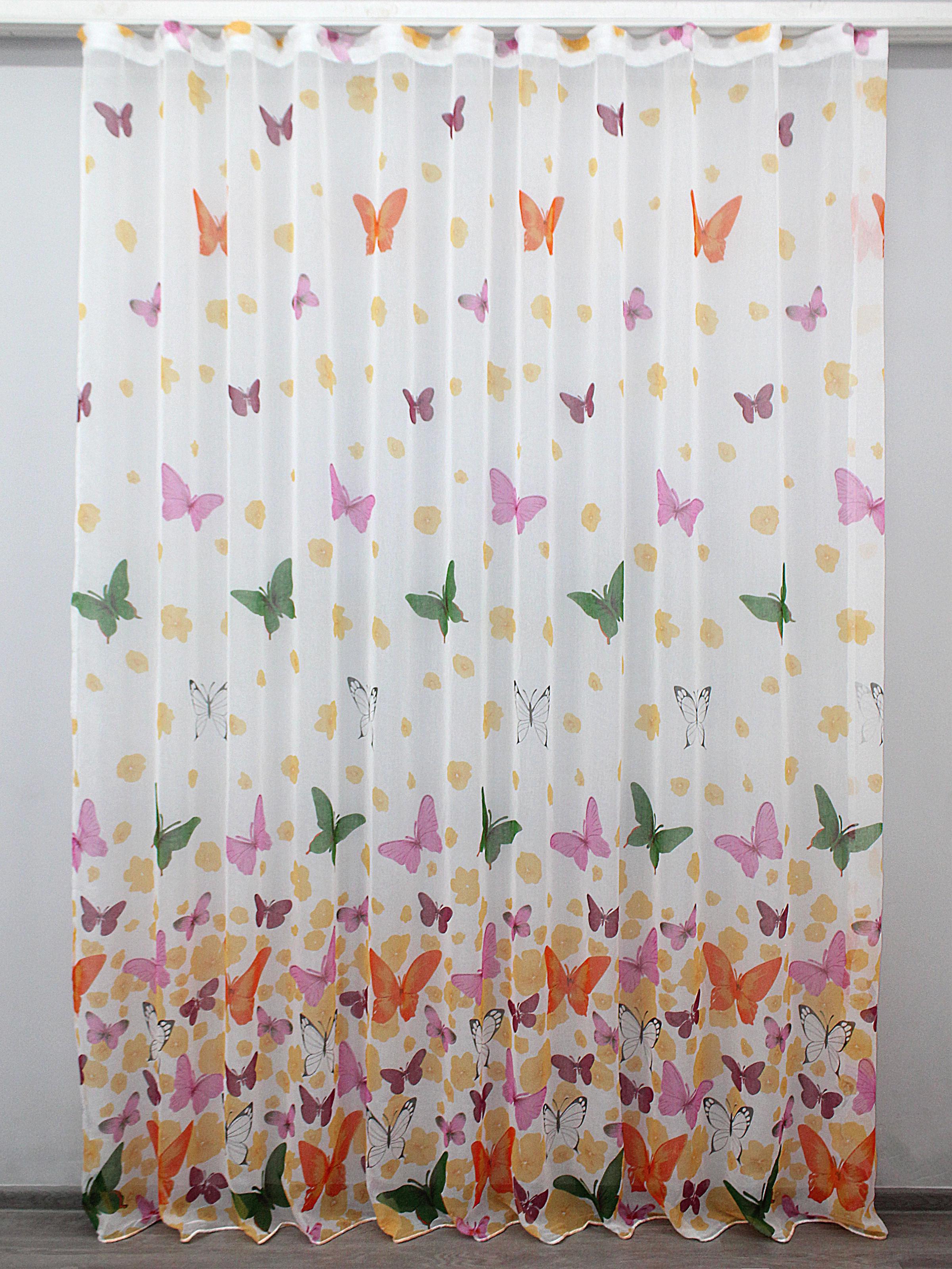 Тюль VR-Textil 1207т батист Бабочки 300х270 см Разноцветный (40-373)