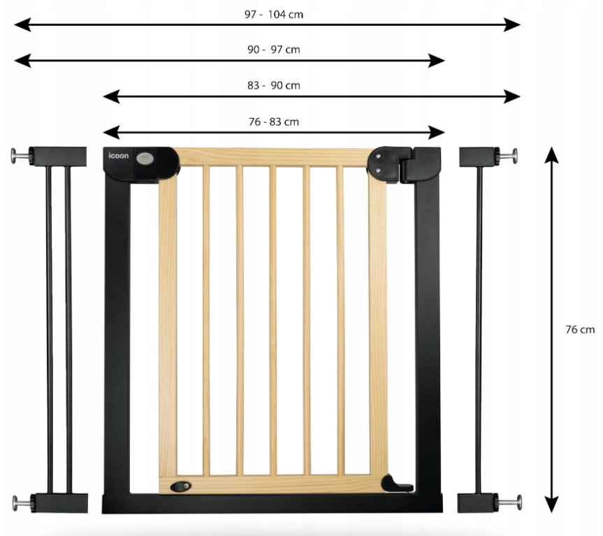 Захист на сходи від дітей та тварин Icoon 76-104 см Чорний (11717877) - фото 3