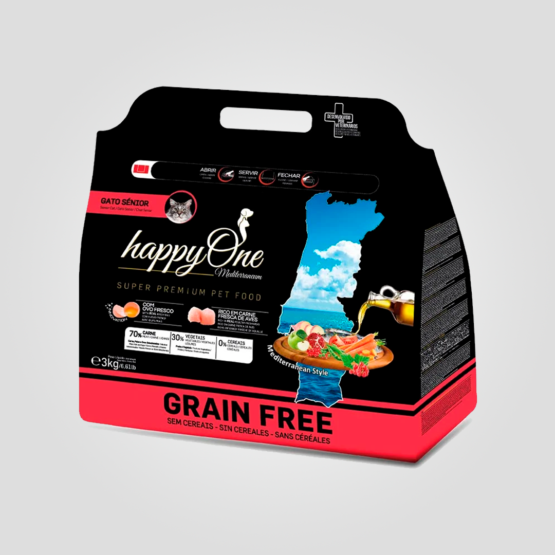 Корм сухой беззерновой HappyOne Mediterraneum Senior Cat Fresh Meat для кошек со свежим мясом 3 кг (2092165187)