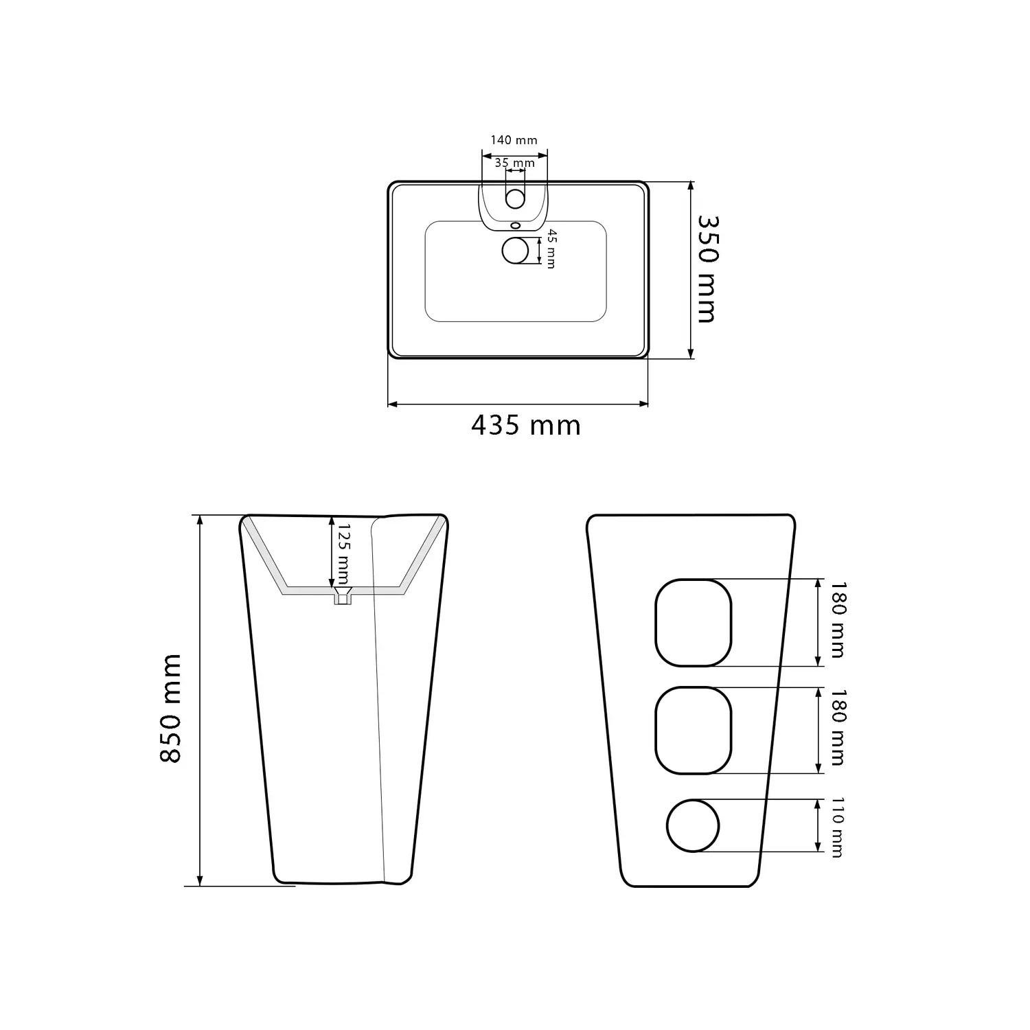 Умывальник напольный VBI Verese прямоугольный 350x435 мм Черный глянцевый (RM-VBI-019006) - фото 6 Умывальник напольный VBI Verese прямоугольный 350x435 мм Черный глянцевый (RM-VBI-019006) - фото 6