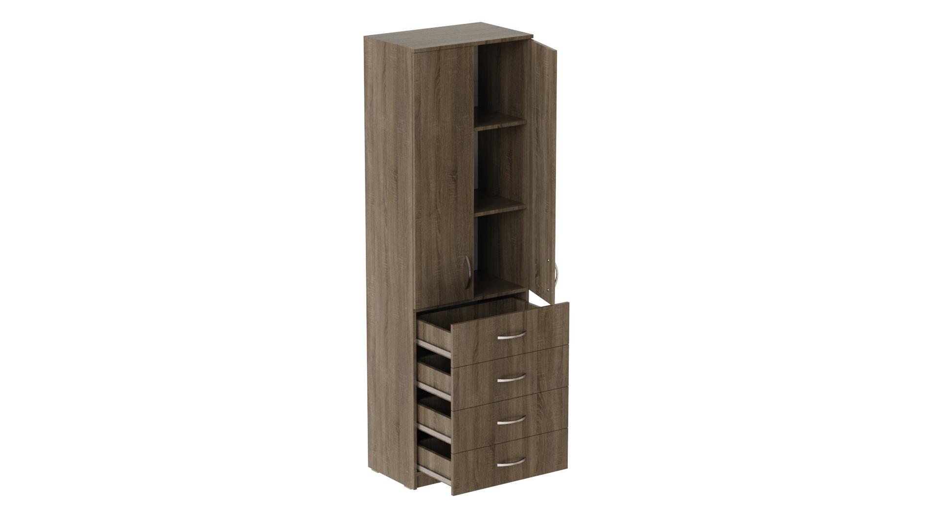 Шкаф Ferrum-decor Анжело на 3 полок с 2 дверями и 4 ящика ДСП 16 мм 1900x600x380 мм Дуб Сонома Трюфель (FRD-104993)