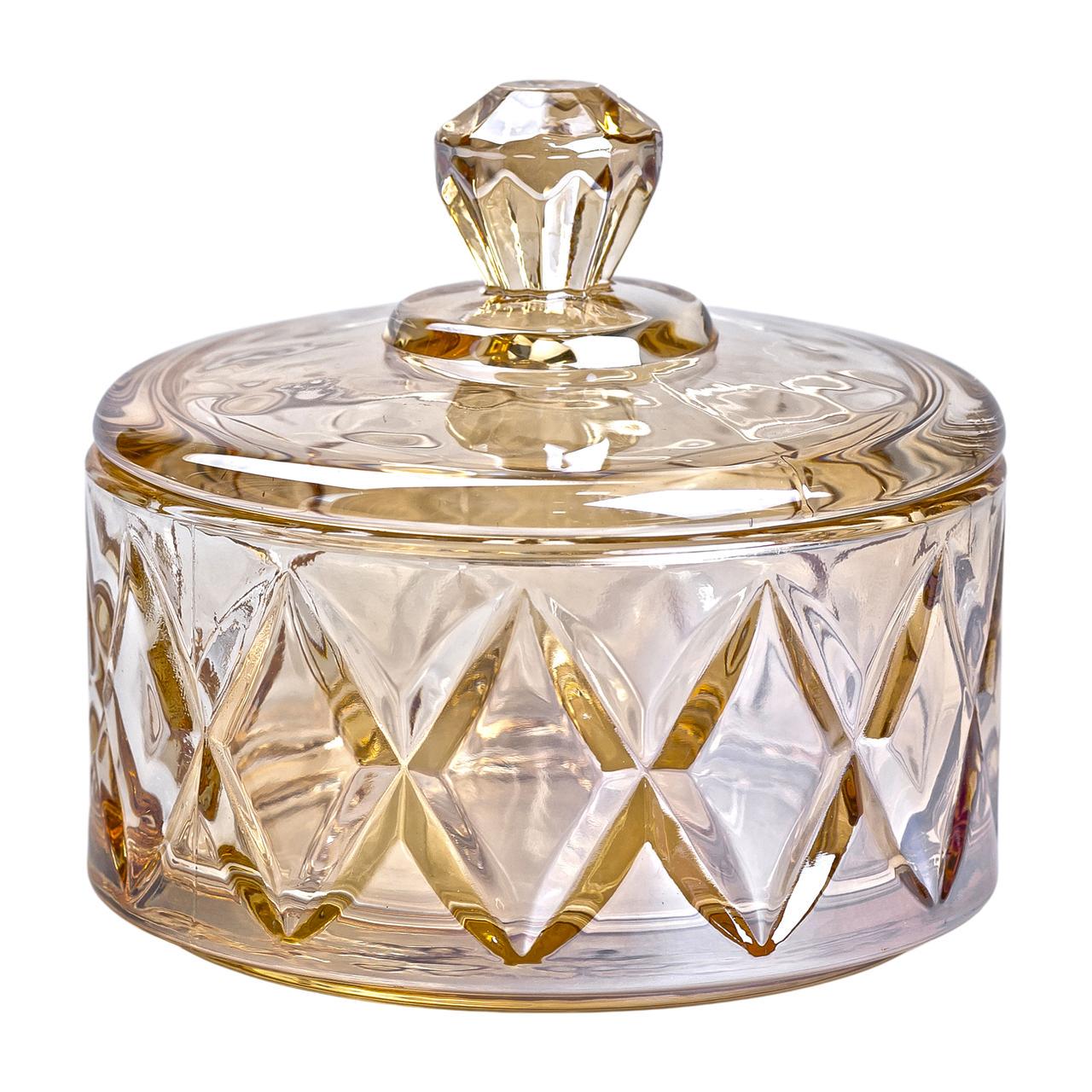 Конфетница с крышкой стеклянная 10 см Коричневый (5967)