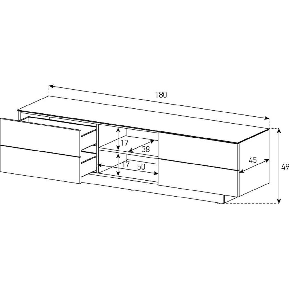 Тумба под телевизор Sonorous LBA 1840-GWHT 180x45x49 см Черно-белый (1840) - фото 6