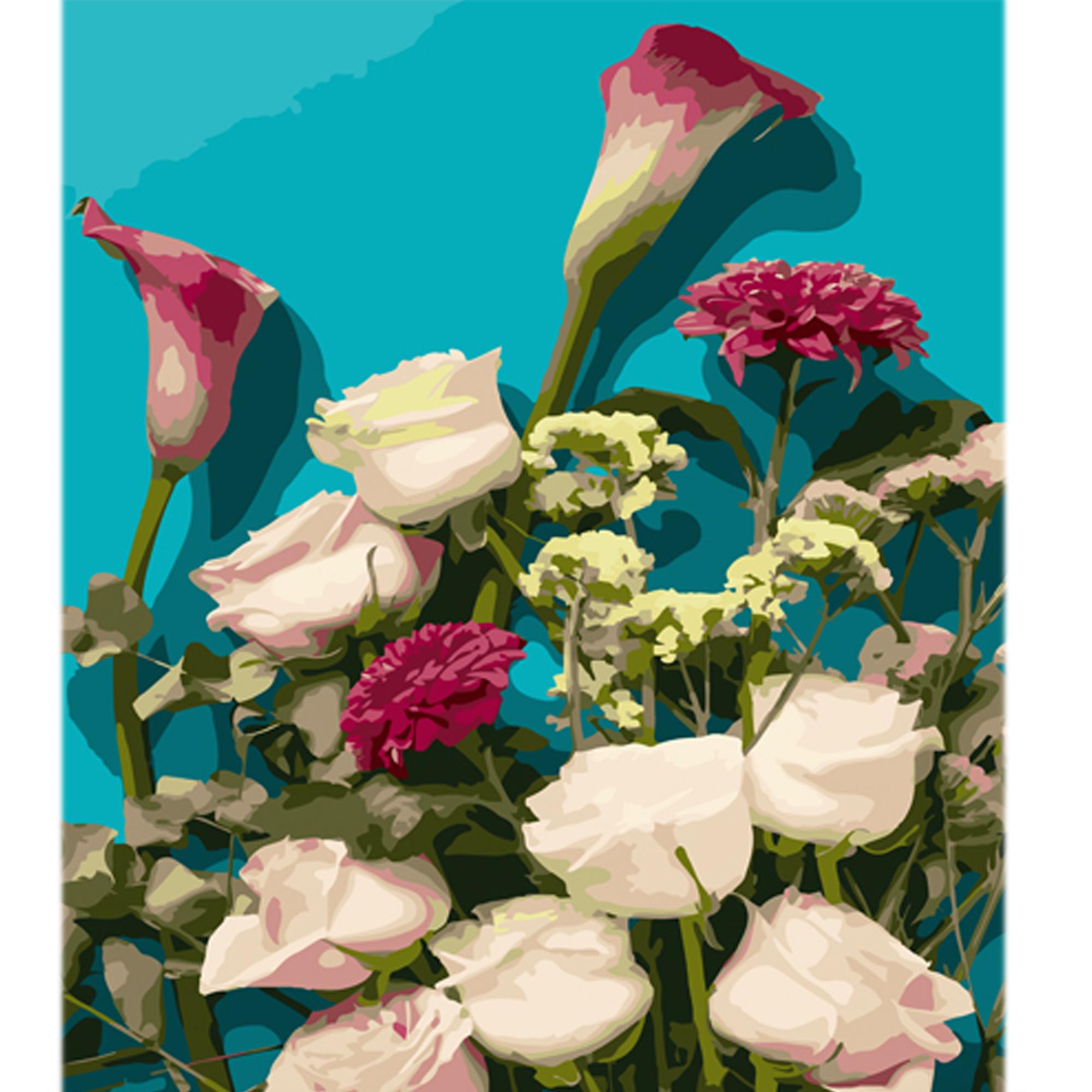 Картина по номерам Strateg Нежность цветов на цветном фоне 40x50 см (MZ032)