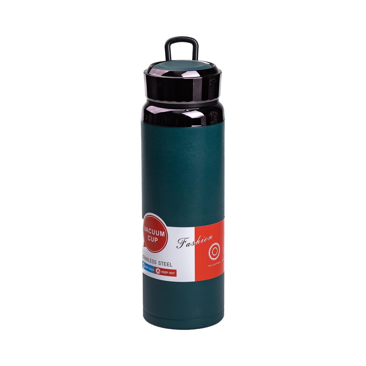 Термос с индикатором температуры и широким горлом 1 л Зеленый - фото 1