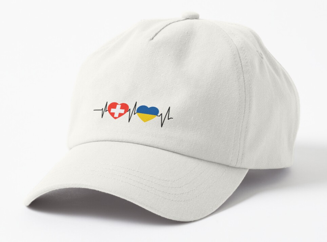 Кепка унисекс Malfini с патриотическим принтом Switzerland Ukraine Белый (УКР330К-2)