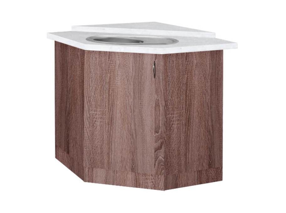 Тумба кутова кухонна №1 МАКСІ-МЕблі з врізним миттям овальна декор зі стільницею 1-ї категорії складська програма Дуб трюфель (5103378)