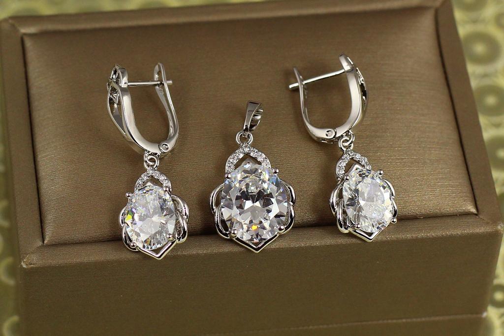 Набор Xuping Jewelry Сицилия с белым камнем Серебристый (34806456)