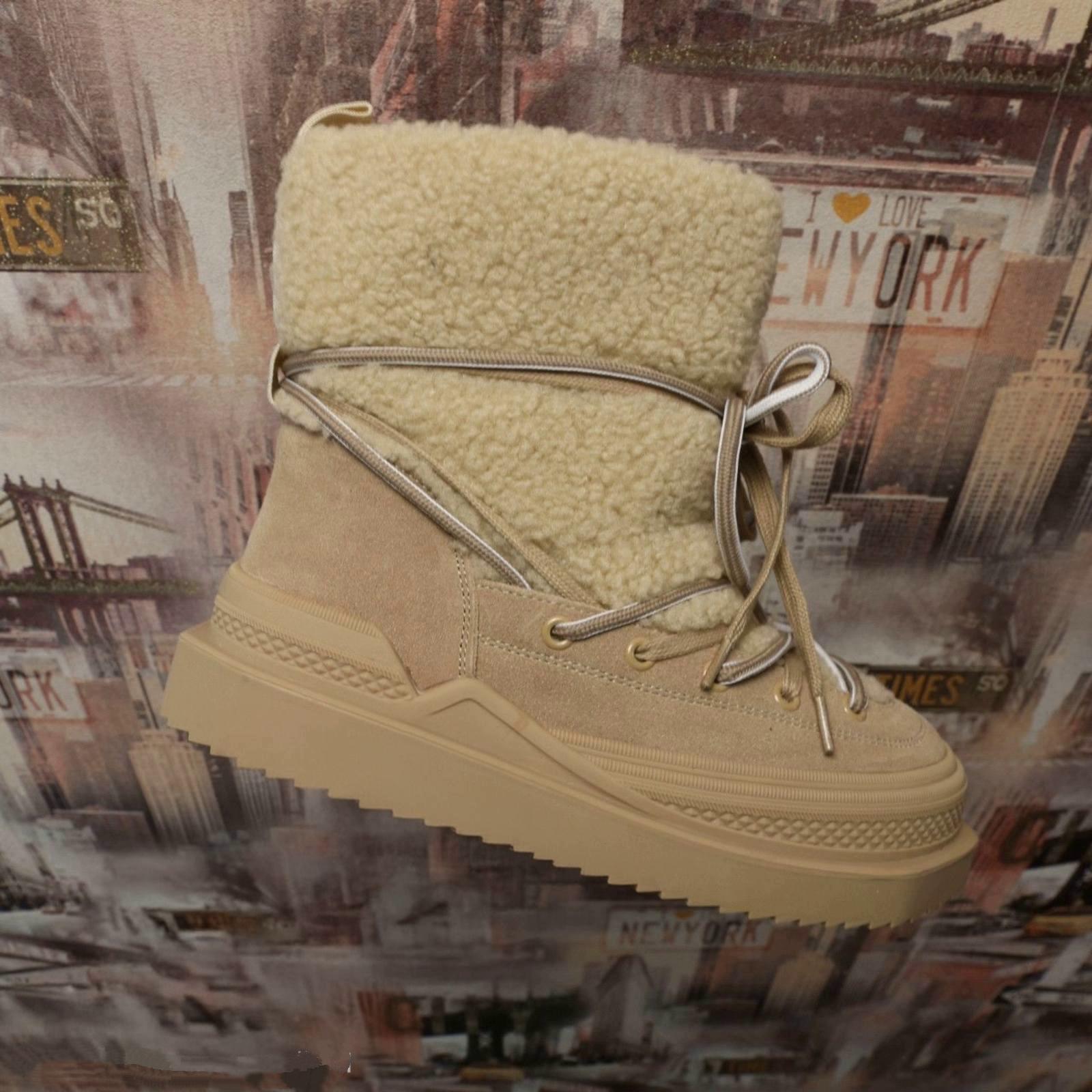 Ботинки женские Lonza шнурок на тракторной подошве зимние р. 39 Бежевый (9312)