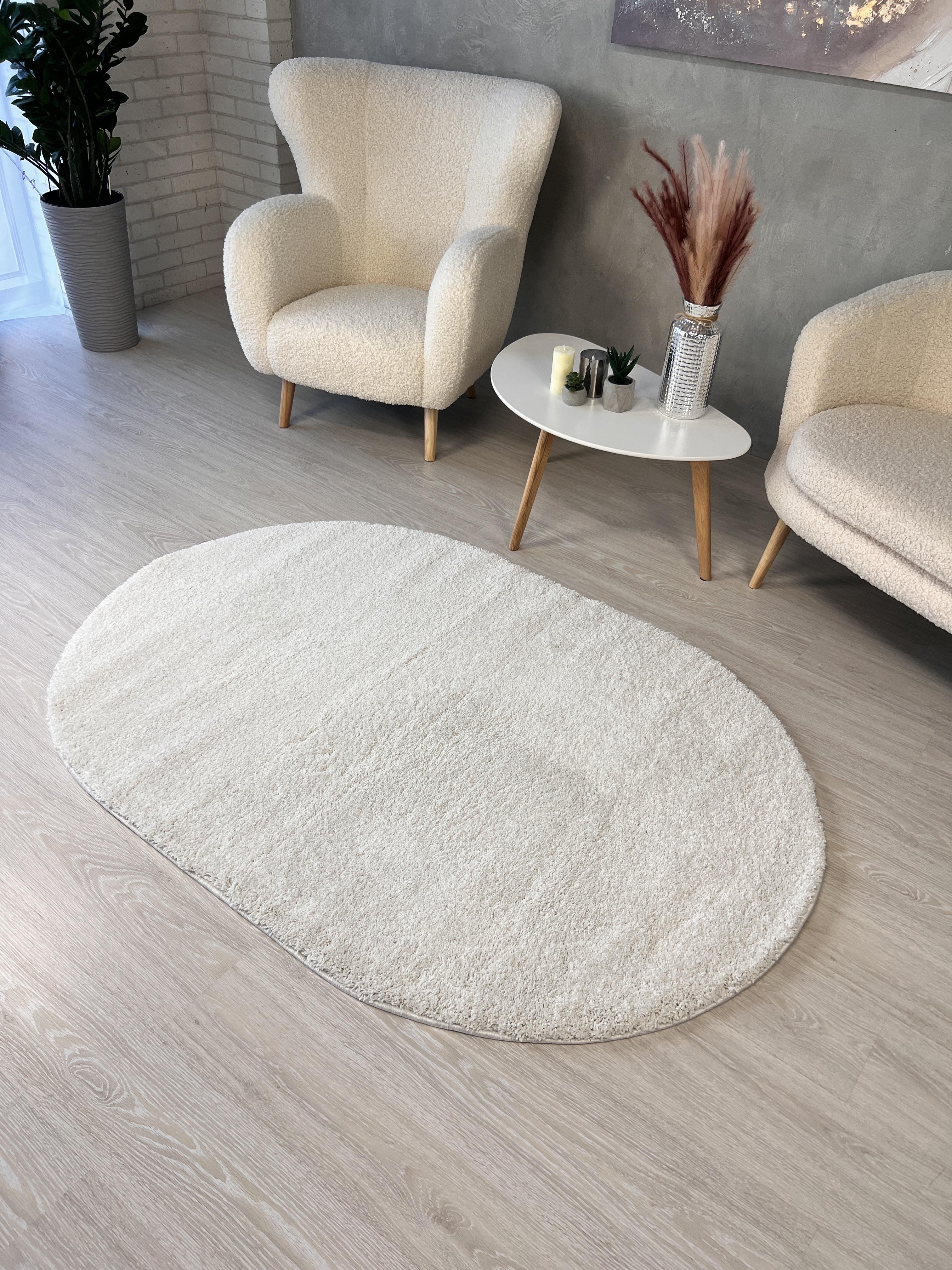 Пушистый ковер Super Softness шегги овал 80x150 см Кремовый/Белый (2144/F401RО8) - фото 2