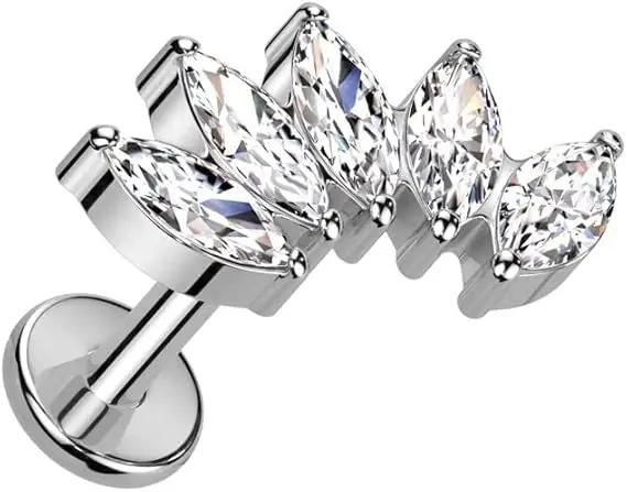 Серьги-гвоздики для пирсинга губ/хряща с камнями 8 мм Серебряный (9038) Серьги-гвоздики для пирсинга губ/хряща с камнями 8 мм Серебряный (9038)