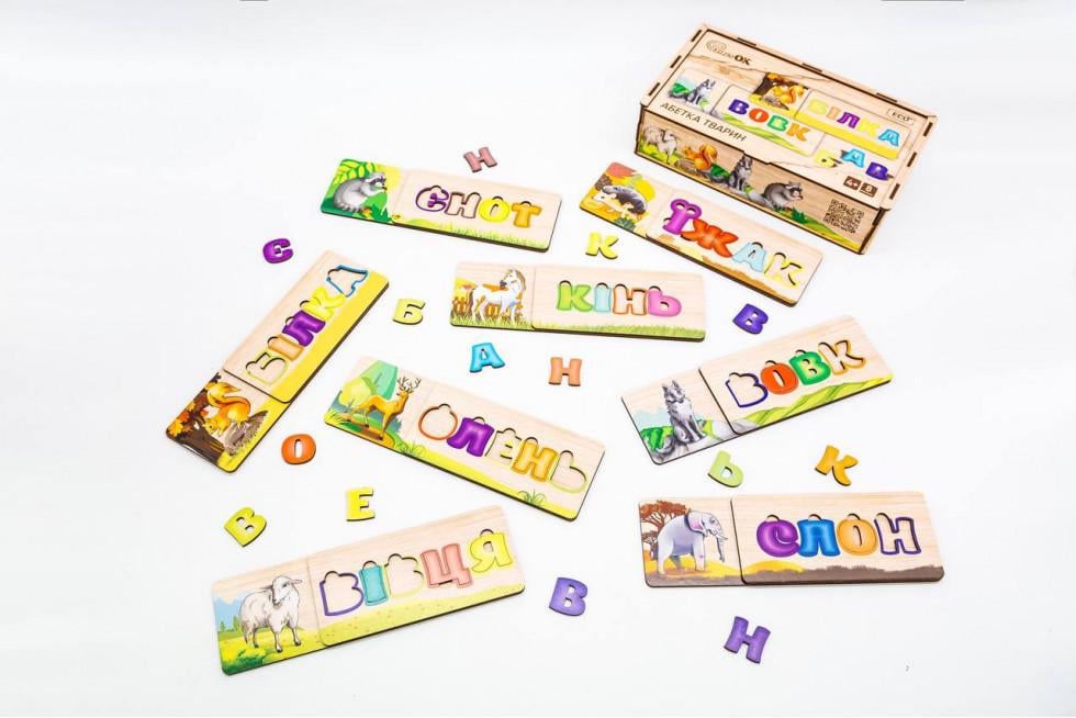Сортер пазл деревянный детский розвивающий PuzzleOK Азбука Животные