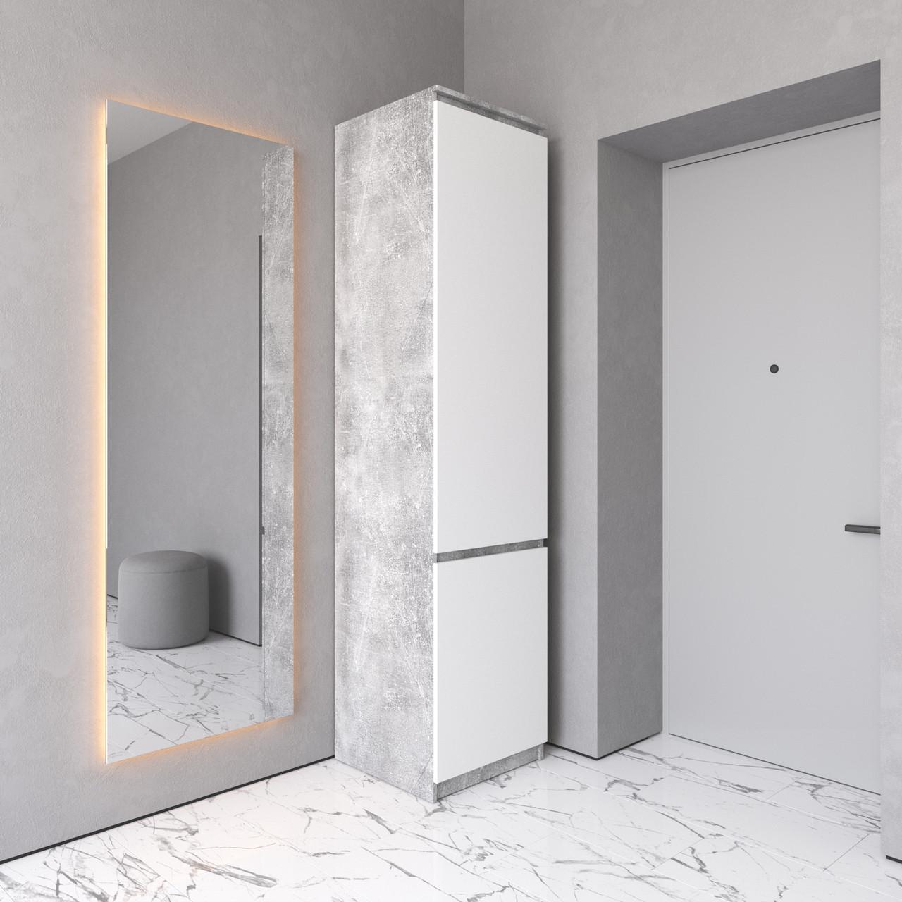 Шафа-пенал Вайс R-21 502х500х2110 мм Бетон/Білий фасад (30771155) - фото 1 Шафа-пенал Вайс R-21 502х500х2110 мм Бетон/Білий фасад (30771155) - фото 1