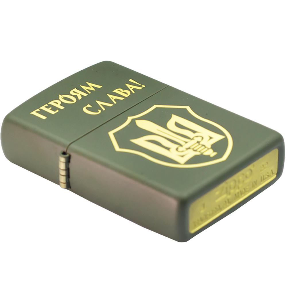 Запальничка ZIPPO Green Matte 221 TRM Тризуб-меч - фото 3