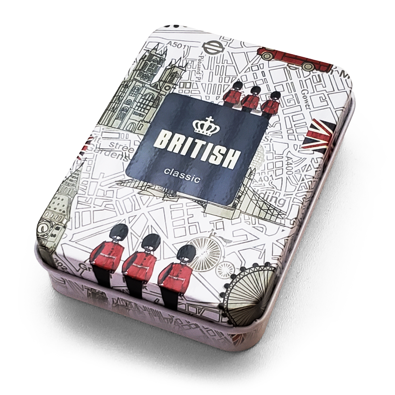 Подарочная коробка с рисунком British classic металлическая 9х7х2 см (1702553484)
