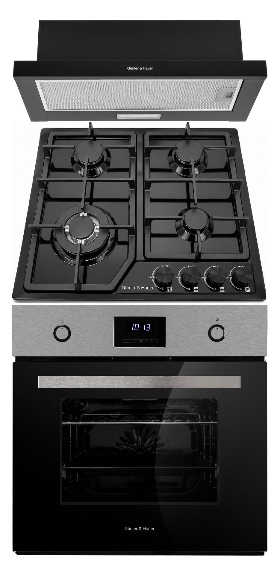 Шафа духова Gunter&Hauer EOM 857 BTELз варильною поверхнею газовою Gunter&Hauer GH 609 B та витяжкою AGNA 600 B