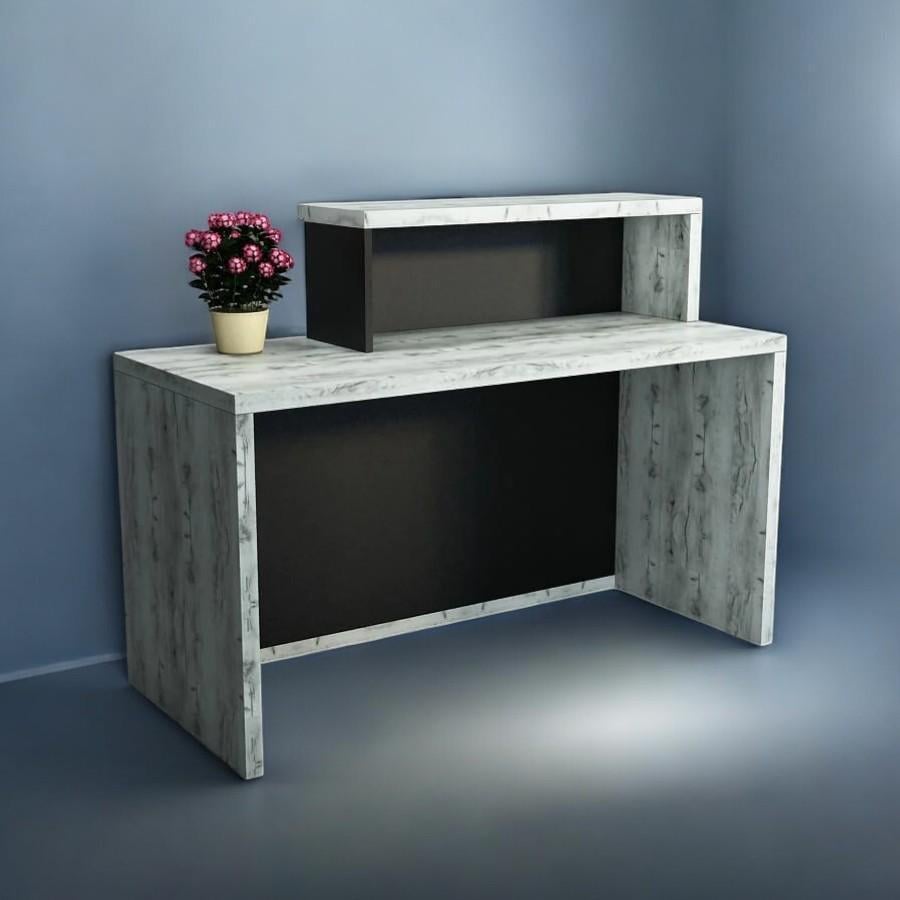 Стойка-ресепшн/4 Tobi Sho правосторонняя для офиса/салона 1600х600х1050 мм Дуб крафт белый/Черный (34647654) Стойка-ресепшн/4 Tobi Sho правосторонняя для офиса/салона 1600х600х1050 мм Дуб крафт белый/Черный (34647654)