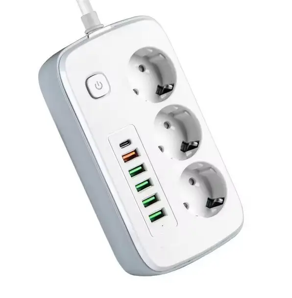 Фильтр-удлинитель сетевой Power Socket No3452 на 3 розетки 5xUSB/1xType-C 2 м Белый (31330201)