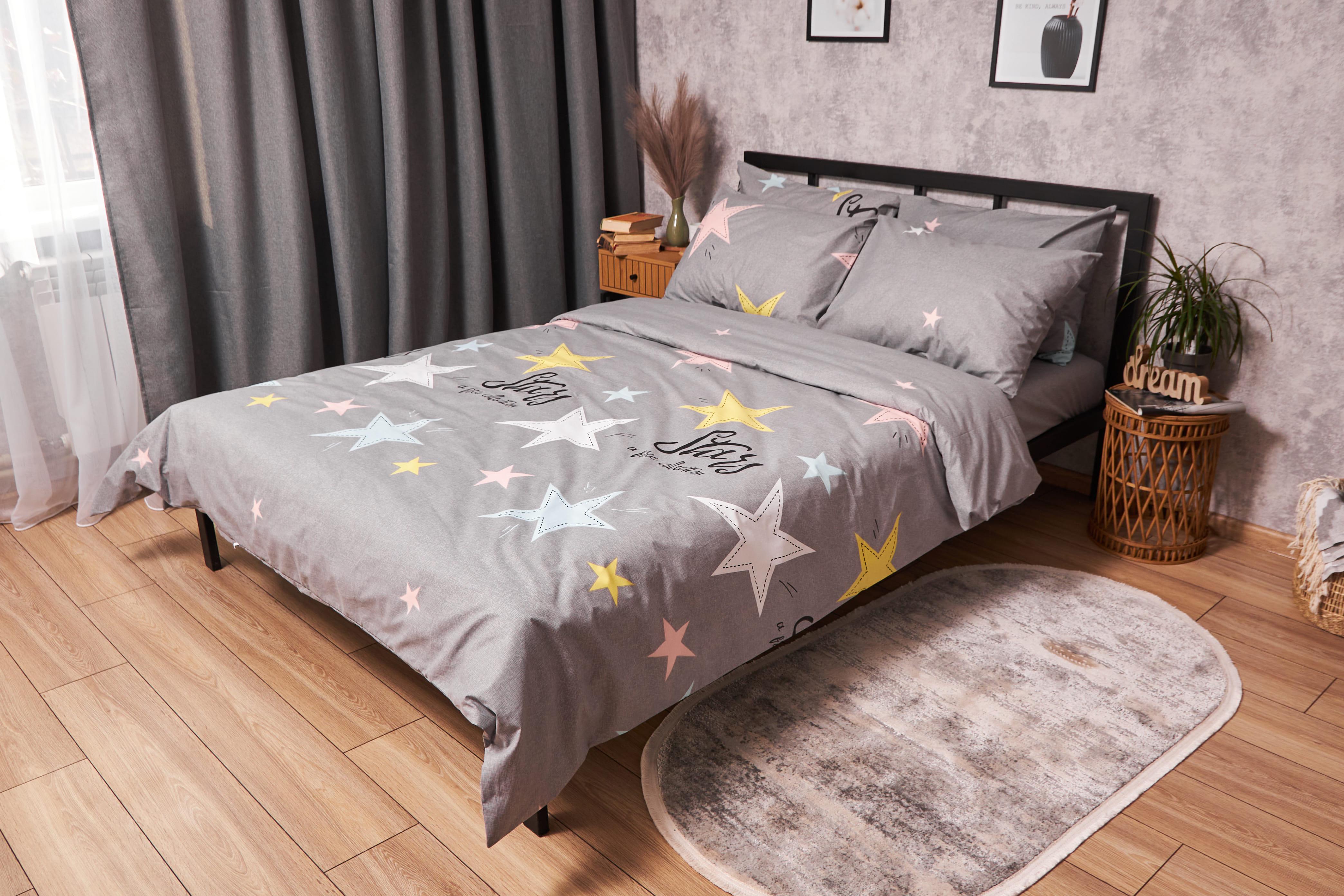 Пододеяльник Moon&Star Gold Люкс Stars бязь двуспальный 175х210 см Gray (MS-870000192)