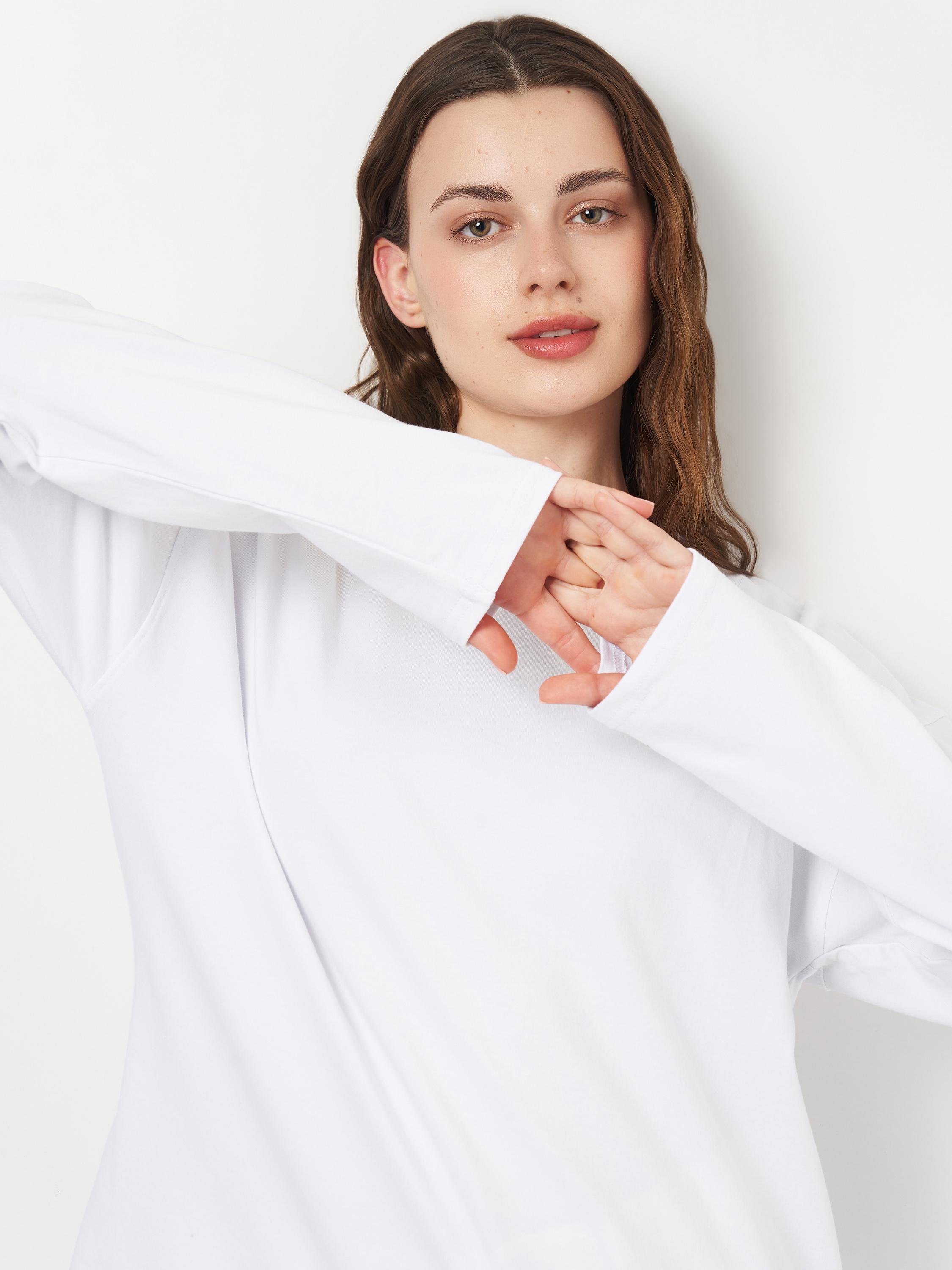 Лонгслів жіночий Hibrand оверсайз Білий (Wm158) - фото 4