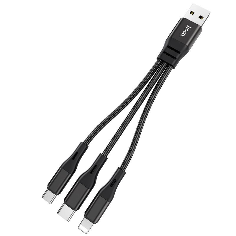 Кабель HOCO Combo 3in1 Lightning Micro USB Type-C Harbor charging cable X47 0,25 m 2.4A - фото 2