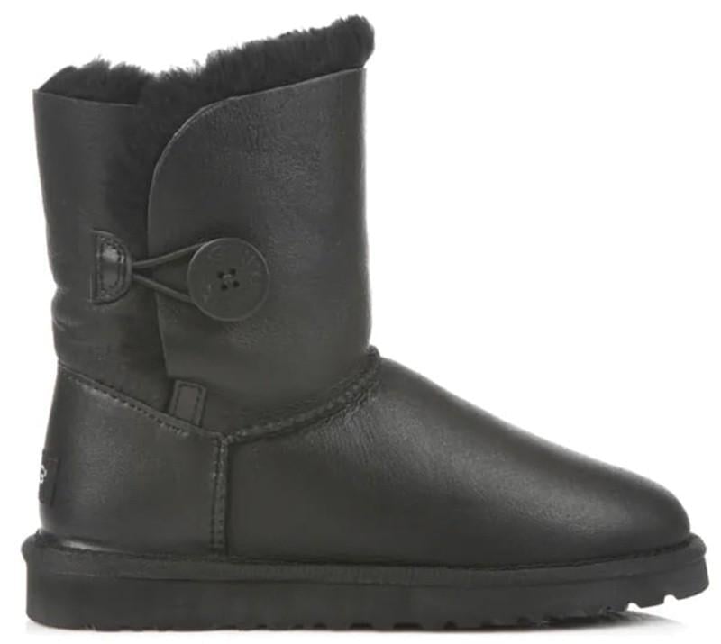 Уггі жіночі UGG Australia BAILEY BUTTON Black Leather р. 35 Чорний (12163)