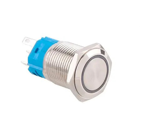 Кнопка управления фиксирующая 22 мм 22F-11EZ с белой LED-подсветкой 5 pin 12-24V (7000007669)