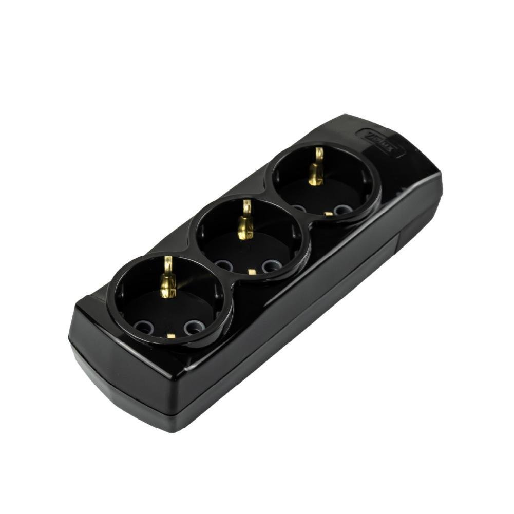 Колодка тримісна Violux з заземленням Чорний (910280)