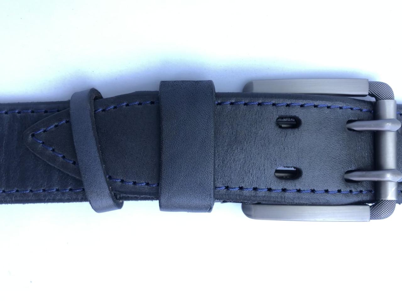 Ремень мужской Mango из кожи Синий (РК15/1) - фото 4