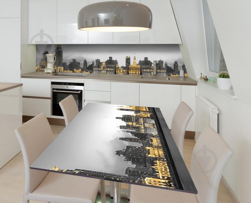 Наклейка 3Д виниловая на стол Zatarga «Золотой мегаполис» 600х1200 мм для домов, квартир, столов, кофейн, кафе