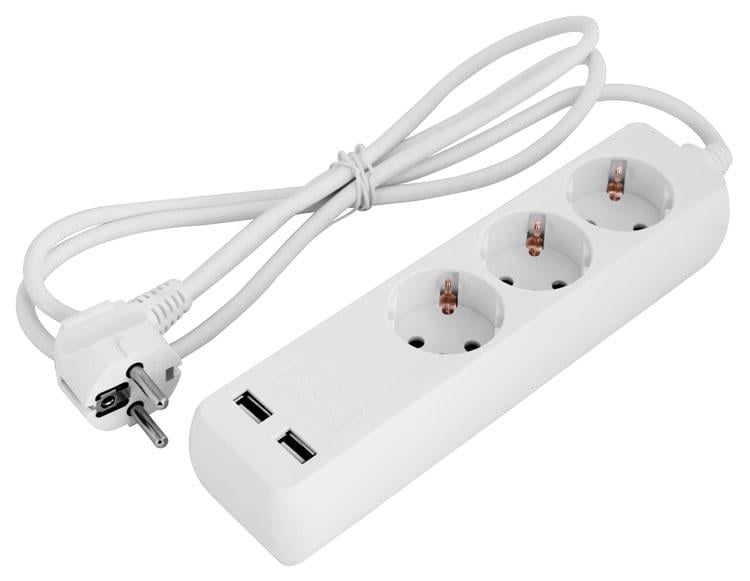 Удлинитель E.NEXT e.es.3.1.5.zb2.usb 3 гнезда с ж/к с USB-зарядкой baby protect 1,5 м (33359502)