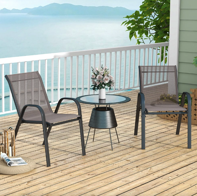 Комплект садовых стульев Costway Patio с подлокотниками Серый (4860) - фото 2 Комплект садовых стульев Costway Patio с подлокотниками Серый (4860) - фото 2