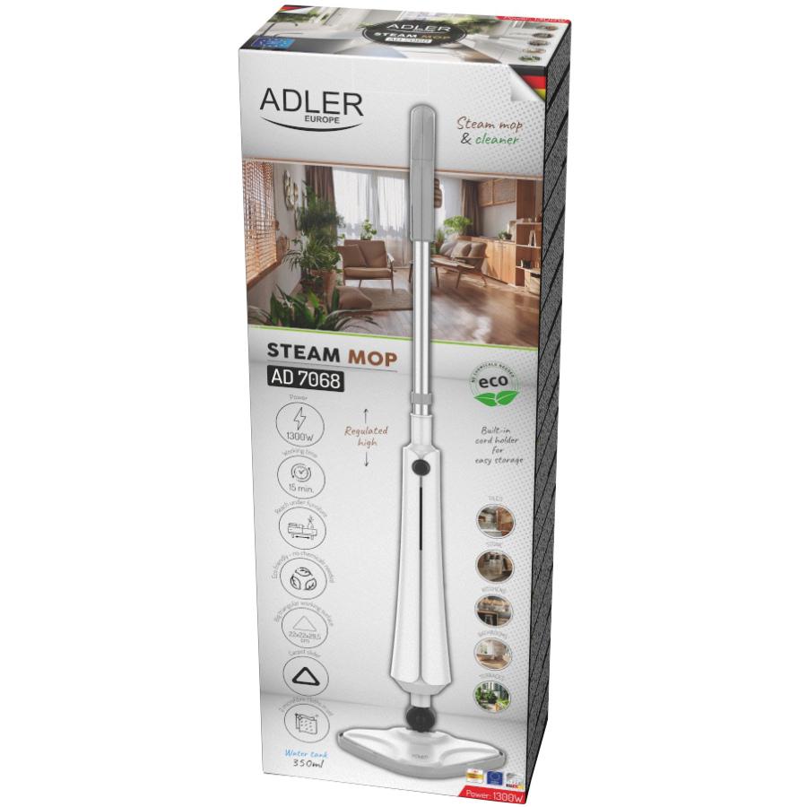 Швабра паровая Adler AD 7068 1300W 350 мл 23 г/мин White (AD7068) - фото 4