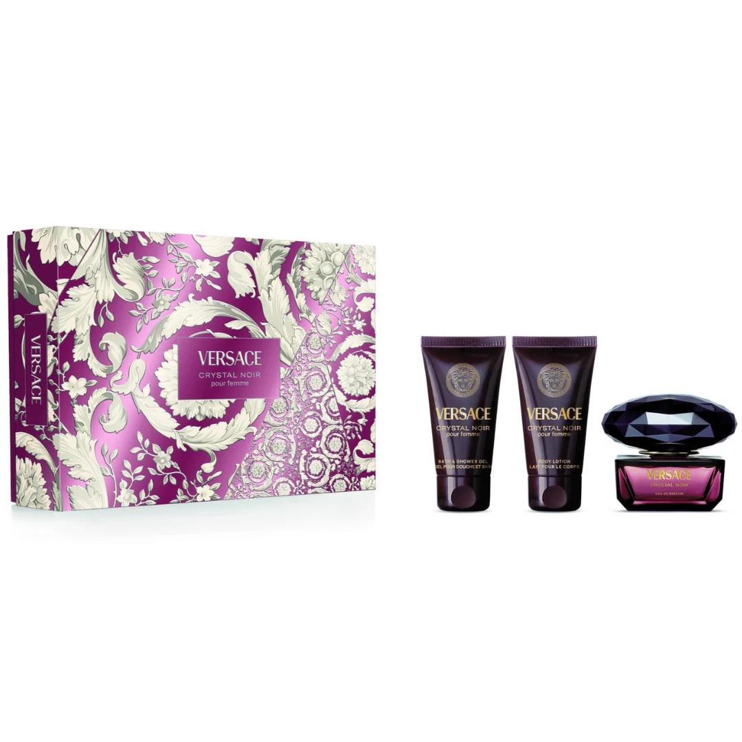 Подарочный набор для женщин Versace Crystal Noir парфюмированная вода 50 мл/гель для душа 50 мл/лосьон для тела 50 мл (383485)
