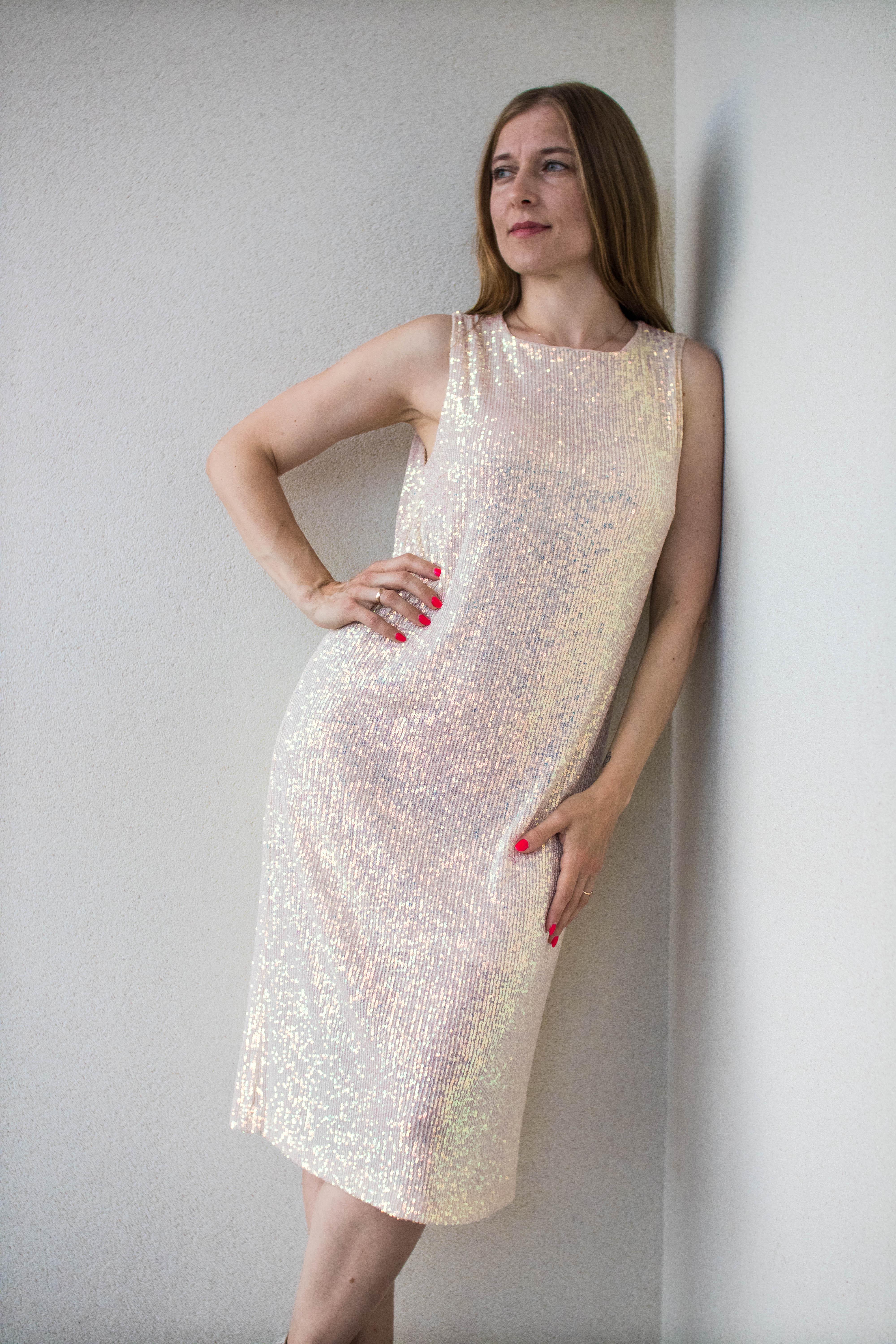 Плаття міді VSlatinina в паєтки S/М Айворі (01234567835)