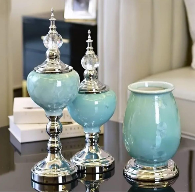 Набір ваз декоративних 3 шт. Салатовий (22841594)