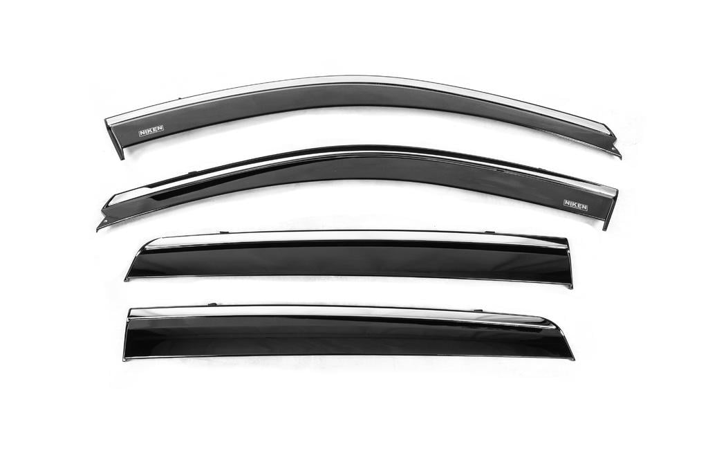 Ветровики с хромом Niken для Hyundai Santa Fe 2 2006-2012 гг. поликарбонат Черный